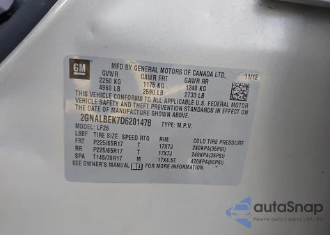 2013 Chevrolet Equinox Ls from USA, damaged, VIN 2GNALBEK7D6201478